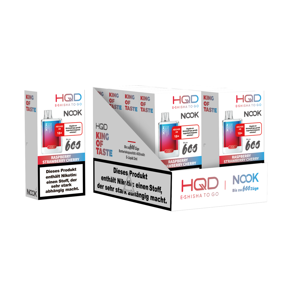 HQD Nook 20mg/ml Raspberry Strawberry Cherry