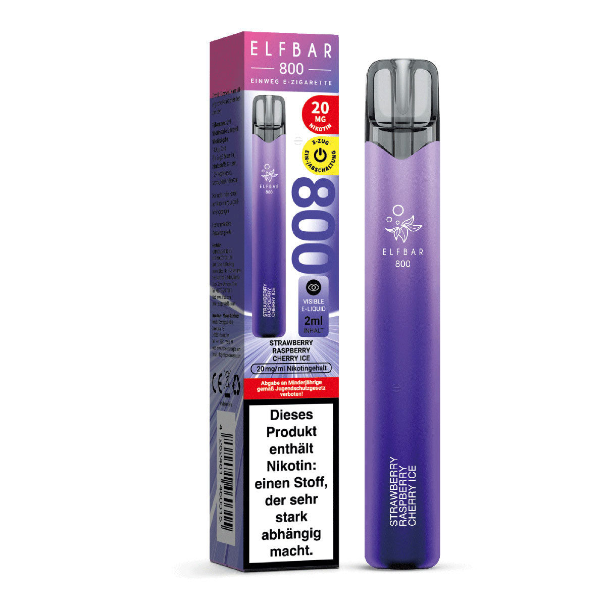 Elfbar - 800 Einweg E-Zigarette - Strawberry Raspberry Cherry Ice 20mg/ml