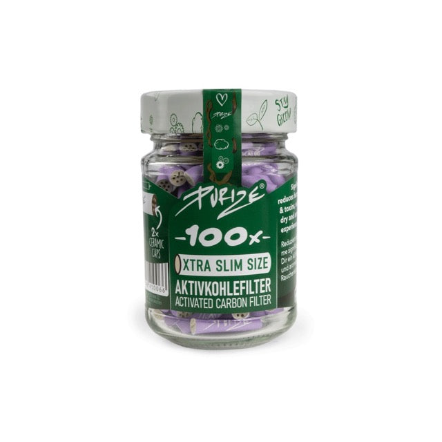 Purize Aktivkohlefilter XTRA Slim Size 5,9mm 100er Glas Lila (10x100 Display)