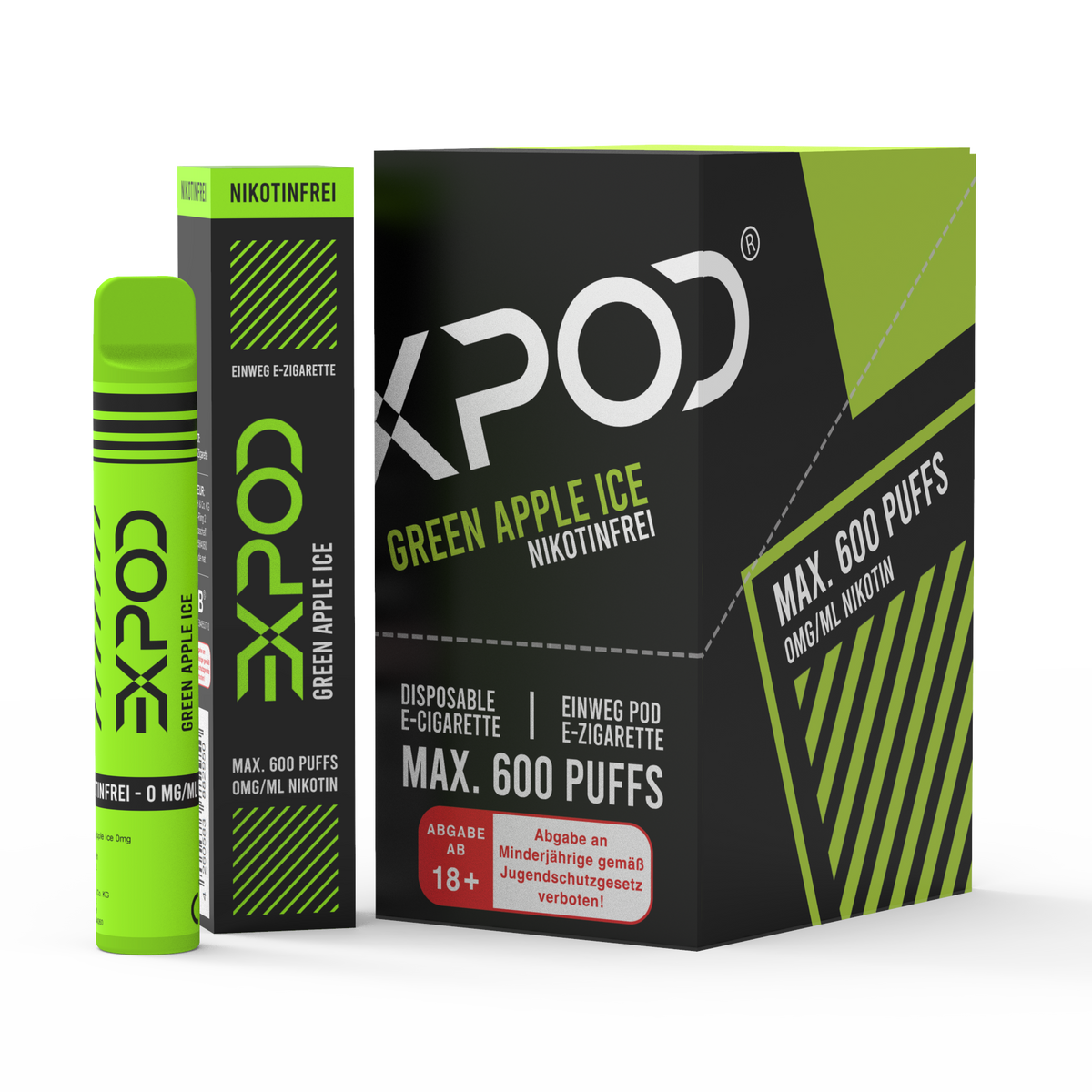 EXPOD Disposable Green Apple Ice 0mg/ml (Steuerware)