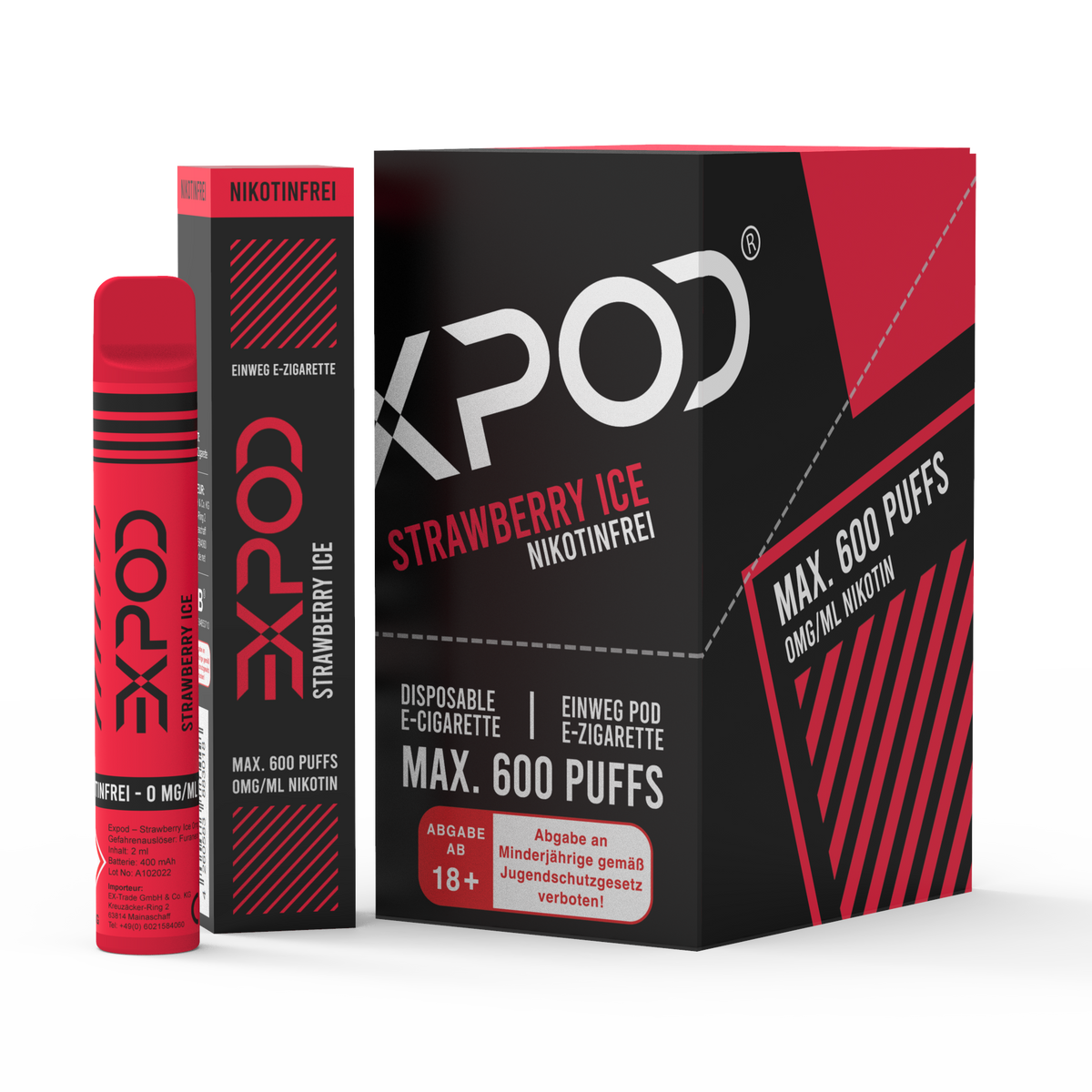 EXPOD Disposable Strawberry Ice 0mg/ml (Steuerware)