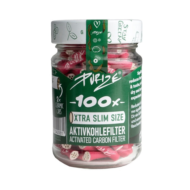 Purize Aktivkohlefilter XTRA Slim Size 5,9mm 100er Glas Pink (10x100 Display)