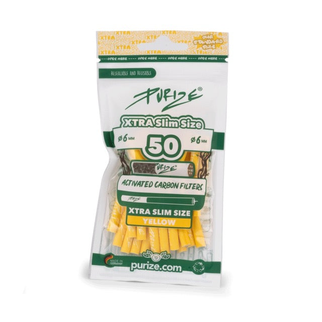 Purize Aktivkohlefilter XTRA Slim Size 5,9mm 50er Beutel Yellow (20x50 VPE)