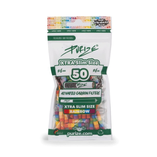 Purize Aktivkohlefilter XTRA Slim Size 5,9mm 50er Beutel Rainbow (20x50 VPE)