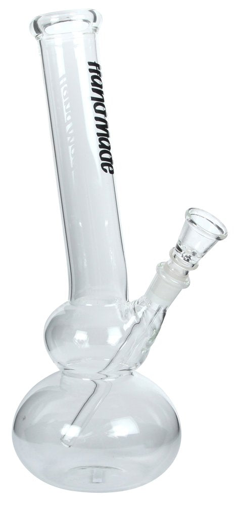 Glasbong transparent Handmade leicht gebogen 26cm