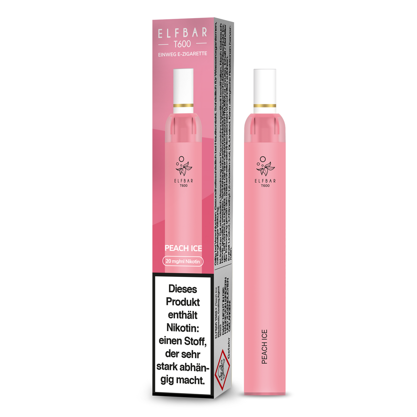 Elf Bar T600 Einweg E-Zigarette - Juicy Peach/Peach Ice 20 mg/ml