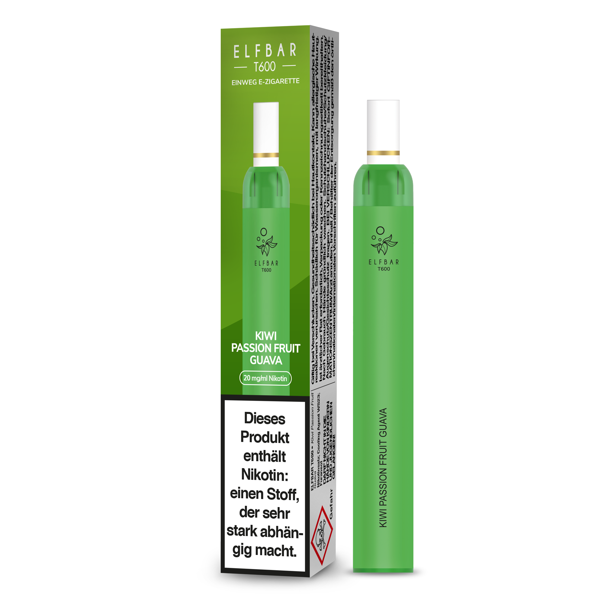 Elf Bar T600 Einweg E-Zigarette - Kiwi Passion Fruit Guava 20 mg/ml